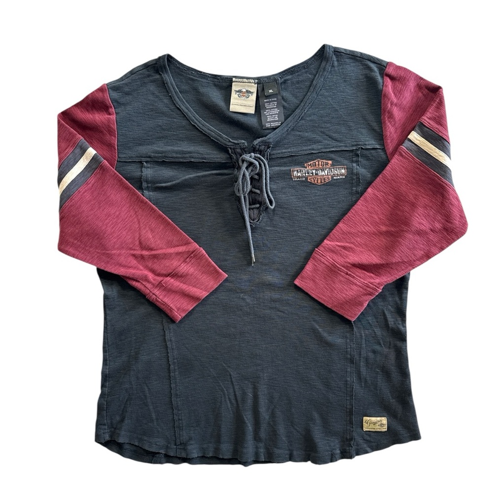 Harley-Davidson Kids Long Sleeve Tee - Black and Burgundy